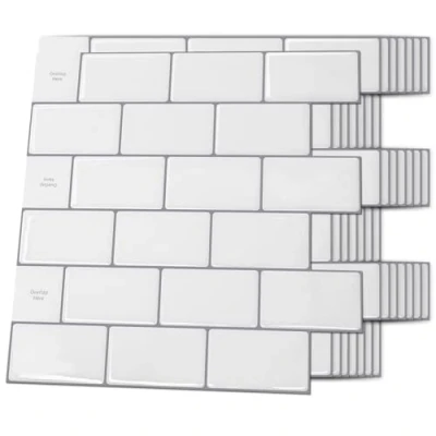 Abbildung von Art3d Fliesenaufkleber 3d Subway Klebefliesen Küche Badezimmer Warmes Weiß Undurchsichtig Peel und Stick Backsplash 30 x 30cm