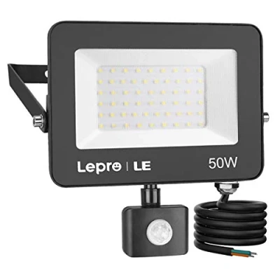 Abbildung von Lepro 50W LED Strahler mit Bewegungsmelder Außen, 4200LM Außenstrahler 5000K Kaltweiß Superhell Scheinwerfer, IP65 Wasserdicht Fluter, Ideale Aussenleuchte für Garten, Innenhöfe, Garage, Haus, Hotel