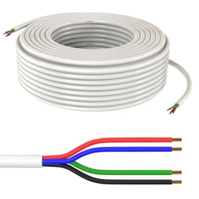 Abbildung von Lumonic 4x 0,34mm² LED Steuerleitung weiss 10m I ummanteltes 4 adriges Kabel flexibel Geschirmtes Steuerkabel, LiYY Verlängerung, Stromkabel