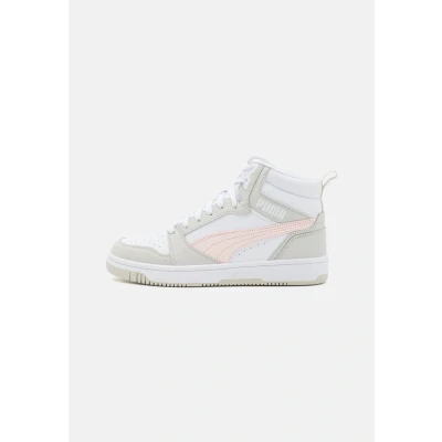 Abbildung von Puma Rebound V6 MID JR Sneaker high für Kinder, Größe: 38, White/frosty pink/sedate gray Schuhe