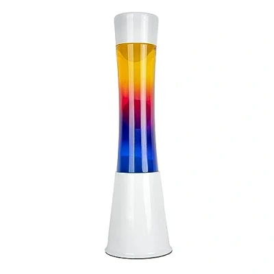 Abbildung von FISURA Mehrfarbige Lavalampe. Weißer Sockel und Glas Mit mehrfarbigem Farbverlaufseffekt. Lampe Entspannungseffekt. Ersatzbirne. 11 zentimeter x 39,5 zentimeter.
