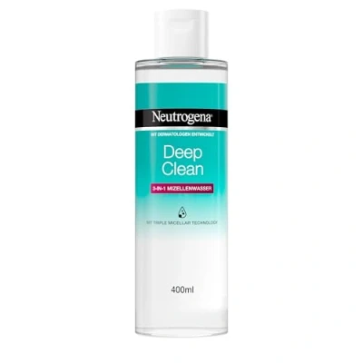 Abbildung von Neutrogena Deep Clean 3 in 1 Mizellenwasser (400 ml), parfümfreie Gesichtsreinigung ohne Alkohol, sanfter Make Up Entferner Reiben, für alle Hauttypen geeignet