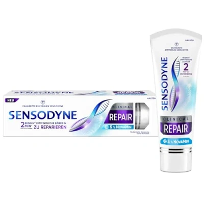 Abbildung von Sensodyne Clinical REPAIR, Zahnpasta für empfindliche Zähne mit 5 % NovaMin, langanhaltende Linderung, 75ml