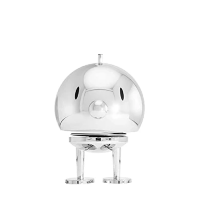 Abbildung von Hoptimist Bumble Wackelfigur &amp; Glücksbringer, Skandinavische Deko Figuren für Wohnzimmer, Schreibtisch, Büro, Bürodeko Lustige Kleine Geschenke, 10 x 15 cm, Large, Chrom