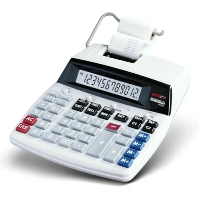 Abbildung von Genie D69 Plus Druckender Tischrechner 12 stelliges LC Display Rechenmaschine mit Papierrolle Quittung &amp; Bondrucker Taschenrechner Viele Business Funktionen weiß