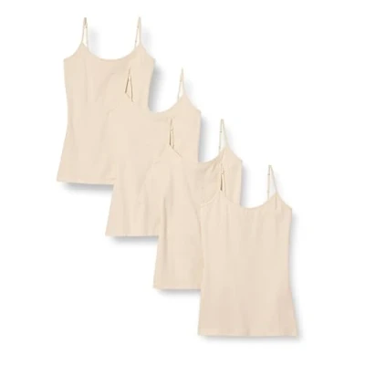Abbildung von Amazon Essentials Damen Kamisol in schmaler Passform, 4er Pack, Beige, S