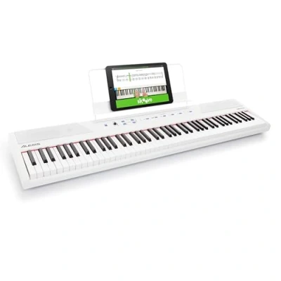 Abbildung von Alesis Recital E Piano 88 Tasten für Einsteiger mit Halbgewichteten Volle Größe Klavier, Lautsprechern, fünf Premium Stimmen, Kopfhörerausgang, Klavier Lektionen Abo, Weiß