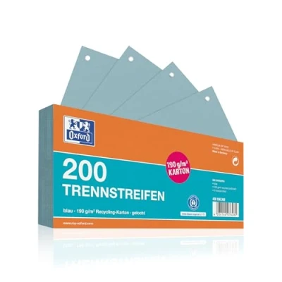 Abbildung von Oxford Trennstreifen, aus Karton, gelocht, 190 g/m², blau, 200 Stück