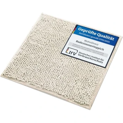 Abbildung von WohnDirect Badematte 45x45cm Creme rutschfest &amp; Waschbar Badezimmerteppich zum Set kombinierbar, Badvorleger, WC Garnitur, Badteppich