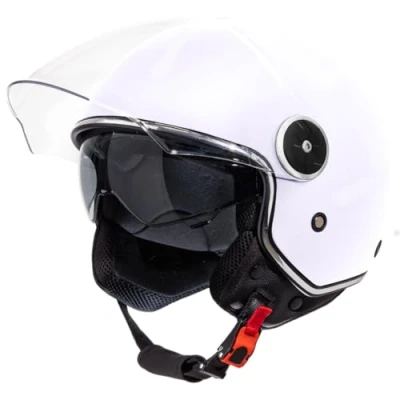 Abbildung von VINZ Tobia Jethelm mit Doppelvisier Roller Helm Sonnenblende In Gr. XS XXL ECE 22.06 Zertifiziert Motorradhelm Visier Viele Farben Erhältlich Weiß