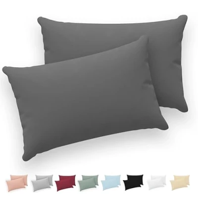 Abbildung von Twinzen® Kissenbezug 40x70 (2er Set) 100% Jersey Baumwolle 150 GSM Kissenbezüge Anthrazit Für cm Kissenhülle mit Reißverschluss Oeko Tex Zertifiziert