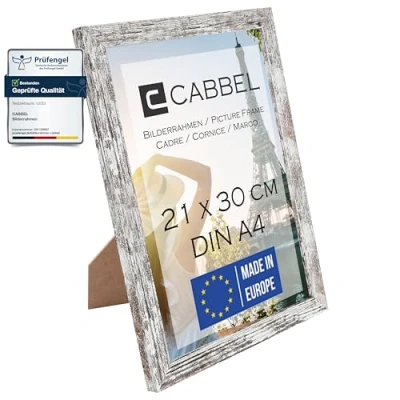 Abbildung von CABBEL Einzelpack (1 STK.) Bilderrahmen DIN A4 21x30 MDF Holz Rahmen in Birke mit bruchsicherem Plexi Glas/Modern