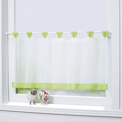 Abbildung von Joyswahl Bistrogardine Voile Schlaufen Scheibengardine Mia Küchen Transparenter Vorhang HxB 45x120cm Grün 1er Pack