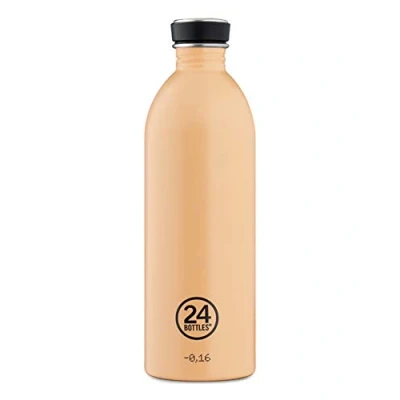 Abbildung von 24Bottles Urban Trinkflasche 1L, Wasserflasche 100% Versiegeltem Deckel, Umweltfreundliche Edelstahl, Sport Ultraleichte (Nicht Thermische), Italian Design, Peach Orange
