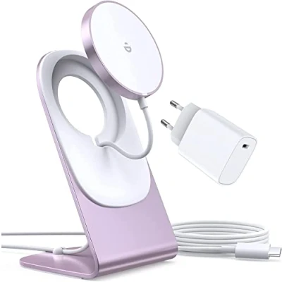 Abbildung von Mag Safe Ladegerät,Wireless Charger mit iPhone ladestation,induktive ladestation,magnetisch Induktionsladegerät,Kabellos Schnellladegerät kompatibel für 15/14/13/12/11 Pro Max Plus Rosa
