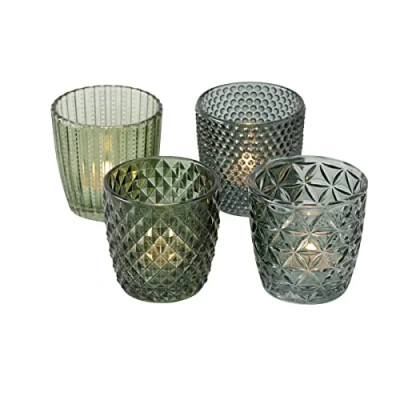 Abbildung von Windlicht Glas grün Teelichthalter 4er Set