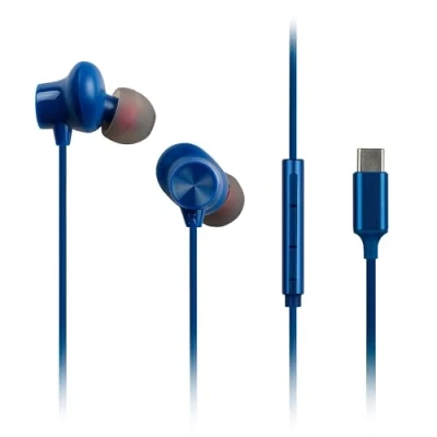 Abbildung von Panasonic RP TCM225DEA USB C Ohrhörer, In Ear kabelgebundene Kopfhörer mit integriertem Mikrofon &amp; Bedienung, kraftvoller Bass, anpassbare Passform, 1,2 m Kabel, Blaue