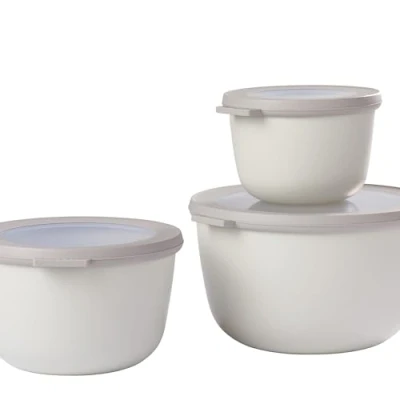 Abbildung von Mepal Multischale Cirqula Round 3 teiliges Set Vorratsdosen mit Deckel Geignet als Aufbewahrungsbox, Kuhlschrank, Gefrierschrank &amp; Mikrowellengeschirr 500 ml, 1000 ml 2000 Nordic White