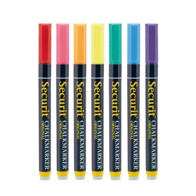 Abbildung von Securit BL SMA100 V7 AS Kreidemarker (mit Rundspitze ca. 1 2 mm) 7er Set farbig sortiert
