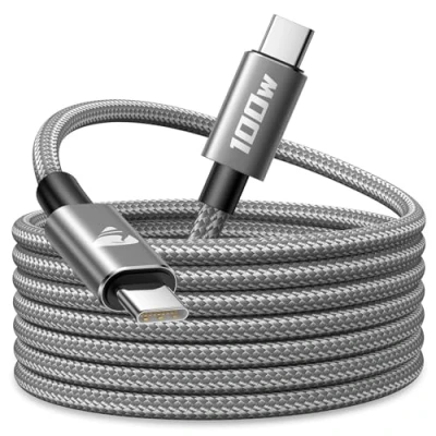 Abbildung von USB C auf Kabel 2M 100W PD Schnellladung Ladekabel Nylon Typ für iPhone 16 Pro Max, 15, Samsung S24 S23 S22 S21, iPad Pro, MacBook Pro/Air, Pixel,Switch