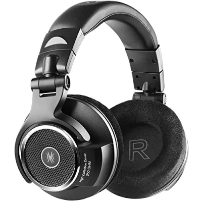 Abbildung von OneOdio offener Studio Kopfhörer mit Kabel Over Ear 250 Ohm, Monitor 80 Headphones für Mixing, Mastering, Editing, Ohrpolster aus Samt, Abnehmbares Kabel(3.5mm/6.35mm link), Schwarz
