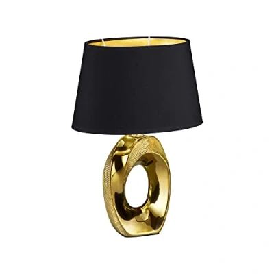 Abbildung von Reality Leuchten RL LIVE YOUR LIGHT Taba R50521079 Tischleuchte, Keramik, Stoffschirm Schwarz/Goldfarbig, Höhe 52cm