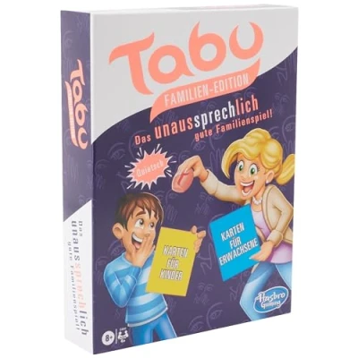 Abbildung von Hasbro Tabu Familien Edition, mit Karten für Kinder und Erwachsene, Familienspiel