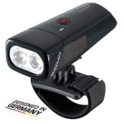 Abbildung von SIGMA Buster 1100 HL Helmbeleuchtung mit Lumen Wiederaufladbare Helmleuchte fünf Beleuchtungsmodi Quick Release Funktion für schnelle Befestigung