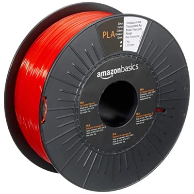 Abbildung von Amazon Basics 3D Drucker Filament aus PLA Kunststoff, 1.75 mm, durchscheinendes Rot, 1 kg Spule