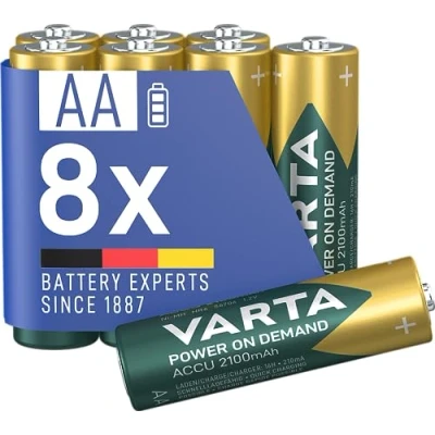 Abbildung von VARTA Batterien AA, wiederaufladbar, 8 Stück, Akku, Power on Demand, 2100 mAh Ni Mh, vorgeladen, sofort einsatzbereit [Exklusiv bei Amazon]