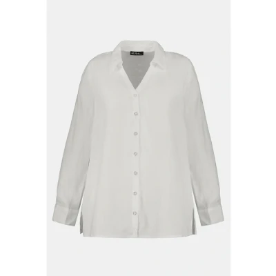 Abbildung von Ulla Popken Hemdbluse, Damen, Größe: 62/64, Offwhite