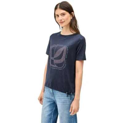 Abbildung von Cecil MIT Schmucksteinen Tshirt print, Damen, Größe: Large, Blau