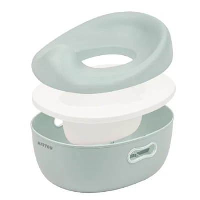 Abbildung von Nattou Babytopf 3in1, Töpfchen + Hocker Toilettensitz für Kinder, Einfaches Toilettentraining, ca. 34 cm, Ab 18 Monate bis 4 Jahre, Care, ABS/EVA, Blau