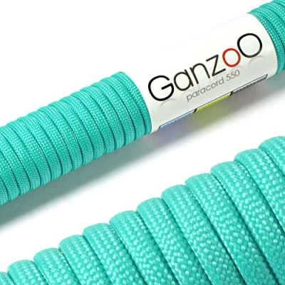 Abbildung von Ganzoo Paracord 550 Seil Türkis 4mm Schnur Typ 3, Nylon &amp; Polyester, ideal für Basteln von Hundeleine Halsband Armband/Camping Survival und Outdoor 30 Meter Allzweckseil 7 Innenstränge