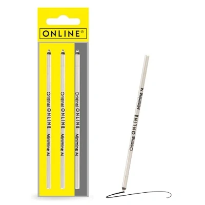 Abbildung von 3x Multifunktions Kugelschreiberminen D1 Format Strichstärke M (mittel) von Online, auch für Lamy, Rotring, Schneider, Cross etc, Internationale Standard Mine, dokumentenecht, Schreibfarbe schwarz