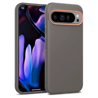 Abbildung von Caseology Nano Pop für Google Pixel 9 Pro XL Hülle, [Weiches und staubfreies Material] [Fallschutz in Militärqualität] Seitengriffmuster Schutzhülle Papaya Grau
