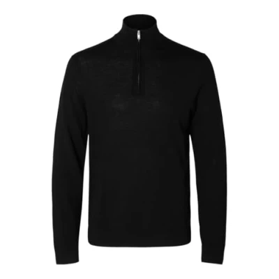 Abbildung von Selected Homme Slhtray HALF ZIP Strickpullover, Herren, Größe: Medium, Black