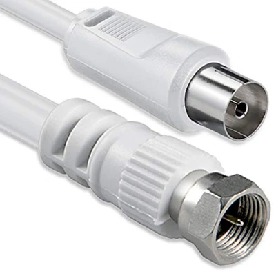 Abbildung von 1aTTack.de SAT Antennenkabel Adapterkabel 1,5 Meter 2x geschirmt F Stecker &gt; Koax Buchse weiß Ku 75db