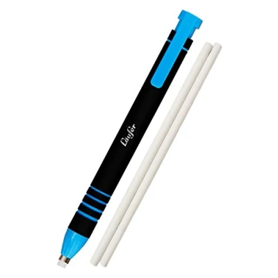 Abbildung von Läufer 69545 Radierstift blau, inkl. 2 Ersatzradierer, nachfüllbarer Radiergummi, sehr präzise, Blisterkarte enthält 1 und Ersatzradierer