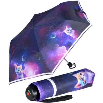 Abbildung von Knirps Kinder Taschenschirm 4Kids reflective mit Reflexborte Cosmic Kitty