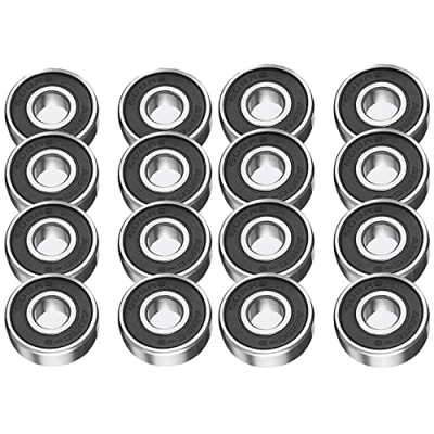 Abbildung von 16x 608RS schwarze Skate und Skateboard Radlager aus Metall ABEC 9 bewertet ideal für Geschwindigkeit Skateboards, Inline, Rollschuhe, Roller, Longboard Räder