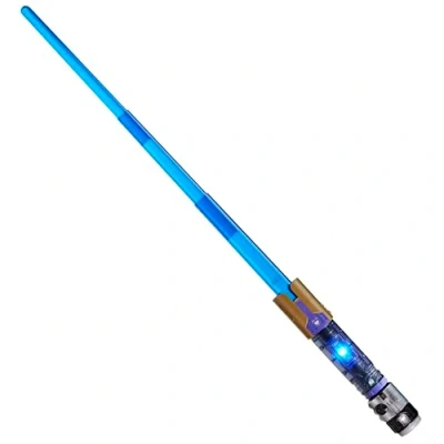 Abbildung von Star Wars Lightsaber Forge Kyber Core Jedi Master mit blauen Lichteffekten im transparenten Kern, Spielzeug für Kinder ab 5 Jahren, perfekt als Teil eines Superhelden Kostüms