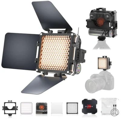 Abbildung von ZHIYUN Fiveray M20 Combo [Official] Videolicht 20W, Bi Color LED Streaming Licht, Magnetisch Videoleuchte mit 2010 Lux/ 2700 6500K/ 4500mAh/ CRI 95+/ TLCI 97+, Gitter/Diffusor/Scheunentor/Tasche