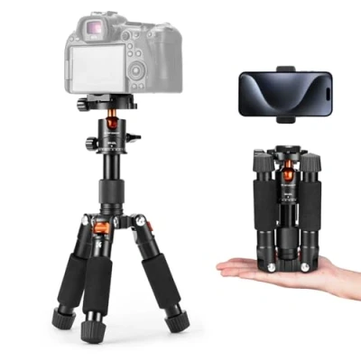 Abbildung von K&amp;F Concept Mini Stativ,kompaktes Kamerastativ mit 360 Kugelkopf,52 cm Desktop Stativ,Tischstativ Handyhalterung, Tripod für Canon g7x/Sony/Nikon/Fujifilm,Max Belastung bis 6kg,S225A1+BH 25
