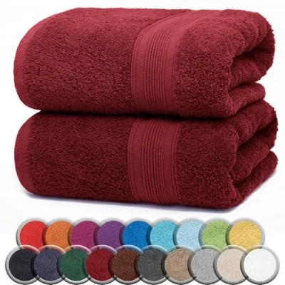 Abbildung von NatureMark 2er Pack SAUNATÜCHER Premium Qualität 80x200cm SAUNATUCH Sauna Handtuch 100% Baumwolle Farbe: Bordeaux Rot