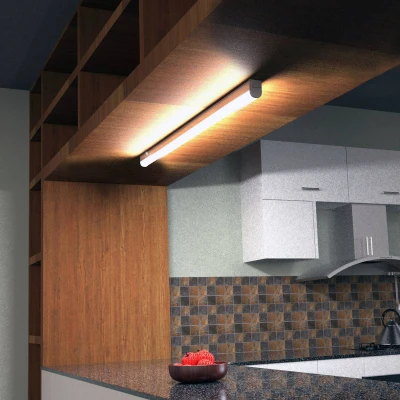 Abbildung von BRILONER LED Leiste mit Ein/Aus Schalter, neutralweiße Lichtfarbe, inkl. Steckerkabel, Unterbauleuchte Küche, Lichtleiste Schrankbeleuchtung, Küchenlampe, Lampe, 58,5x2,2x3 cm, Weiß