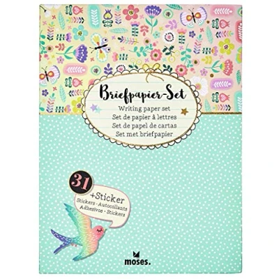 Abbildung von Moses Flowers &amp; Friends Briefpapier Set Briefbögen, Briefumschläge und bunte Sticker in einer praktischen Aufbewahrungsmappe Utensilien für Brief Freundinnen