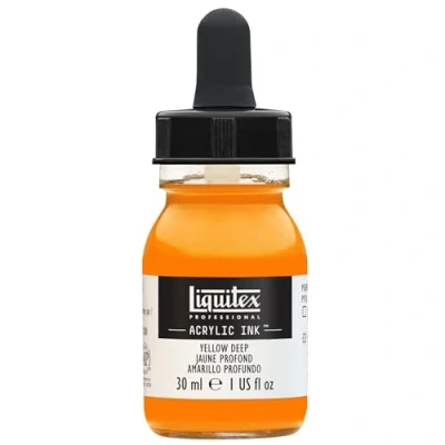 Abbildung von Liquitex 4260295 flüssige Professional Acrylfarben Ink, Tusche, 30 ml, hochpigmentierte Airbrushfarbe, Dunkelgelb