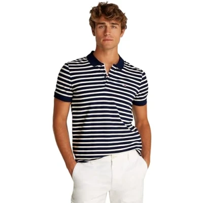 Abbildung von Tommy Jeans TJM Slim Placket Polo EXT S/S Men&#039;s, Blue (Dark Night Navy/Ecru), M