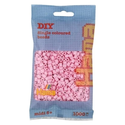 Abbildung von Hama Perlen 207 95 Bügelperlen Beutel mit ca. 1.000 Midi Bastelperlen Durchmesser 5 mm in Pastell Rosé, kreativer Bastelspaß für Groß und Klein, Bunt